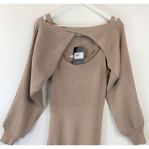 NWT NICHOLAS Alixia Knit Mixed Rib Long Sleeve Dress Size M - Picture 4 of 11